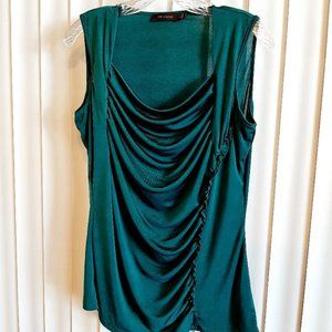 Green draped front stretchy tank top Large Limited